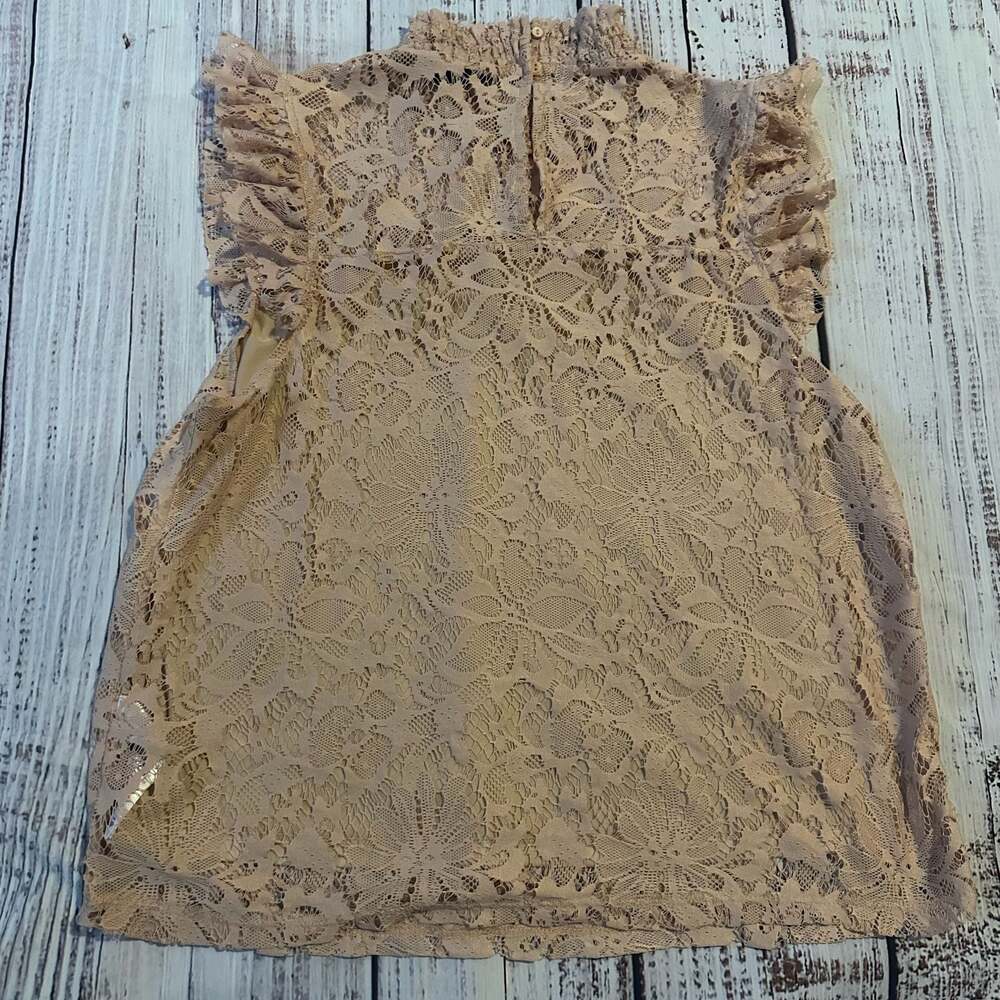 Vintage Lace Ruffle Blouse Cottagecore Sheer Romantic Top-10 - Picture 5 of 6